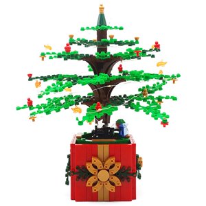 Facefd Bâtiment d'arbre de Noël Ensemble Bâton d'arbres de Noël Non toxique Durable avec lumières Bâtie de sapin de Noël Décoration