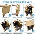 thumbnail image 5 of Foldable Utility Cart Portable with Durable Heavy Duty Plastic Telescoping Handle Collapsible 4 Rotate Wheels for Travel Shopping(Khaki), 5 of 7