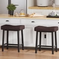 thumbnail image 7 of Bar Stools Set of 2,24" Counter Height Upholstered Padded Barstools with Curved Surface,Ergonomic Saddle Seat,Metal Leg and Footrest,for Kitchen Counter,Home Bar, 7 of 7
