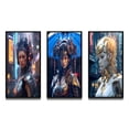 thumbnail image 2 of Designart "Futuristic Cyberpunk Goddess Portrait II" Cyberpunk Woman Framed Wall Art Set Of 3 - Blue Woman Cyberpunk Frame Gallery Wall Set For Home Decor, 2 of 6