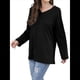 thumbnail image 2 of Blusas de Mujer de Larga con Cuello en V, Túnicas Casuales, Camisas Básicas, Blusas Holgadas Negro S, 2 of 7