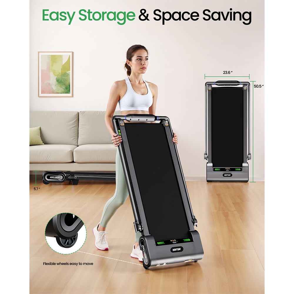 Under Desk Treadmill – 13% Auto Incline, 2.5HP Quiet Motor, 12km/h Speed, 100x40cm Running Area, LED Display, Triple Control, 150kg Max Load Akluer H1-B