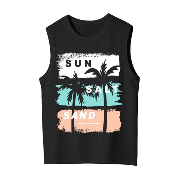 Lullu Toddler Girls Beach Tank Top Vintage Graphic Sleeveless Shirt Kids Tank Tops, Black