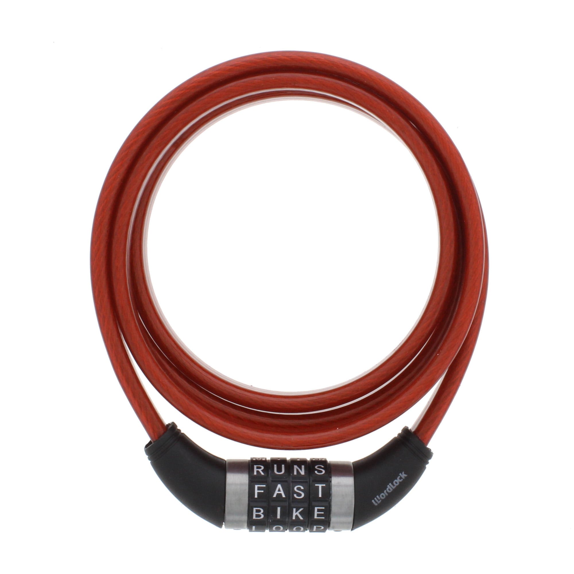 Wordlock Triple Core Bike Lock, 6ft x 12mm Resettable Steel Cable Lock, Red