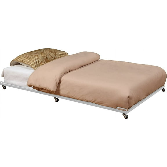 Twin Size White Metal Roll Out Trundle Bed Frame for Daybed