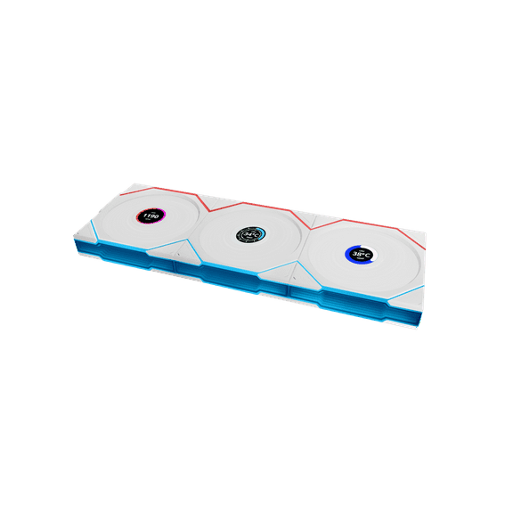 Lian Li 12RTLLCD1W3W Wireless 120mm ARGB Case Fans LCD Reverse Blade Triple Pack White