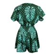 thumbnail image 5 of Women's Jumpsuit Women'S Resort Style Printed Short Sleeve V Neck Shorts Jumpsuit,Green Women's Jumpsuit 3XL, 5 of 5