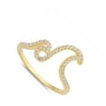 thumbnail image 4 of CHOOSE YOUR COLOR White CZ Yellow Gold-Tone Ocean Wave Ring .925 Sterling Silver Band Female Size 9, 4 of 4