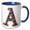 Blue/White, variant on 3drose, Pretty Image of Ruby Jeweled Monogram Letter A, 11oz Two-tone Red Mug