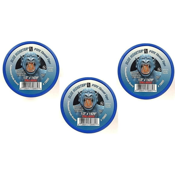 Product Codes 70885 Blue Monster 1/2 Inch x 1429 Inch Blue Teflon Tape (12 Pack)