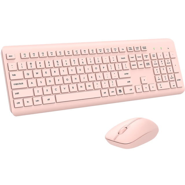 Combo de teclado y ratón inalámbricos EDJO de tamaño completo, rosa