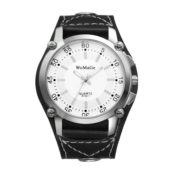 Avaner Men's Oversize Steampunk Watches: Leather Strap Analog Quartz Big Face Large Dial Wrist Watch