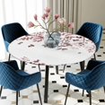 thumbnail image 5 of Elastic Fitted Round Tablecloth, Leaves Waterproof Stretch Table Cover for 36"-44" Tables, Pink Brown Summer Botanical Washable Outdoor Tablecloths for Patio, Picnic, Camping, 5 of 9