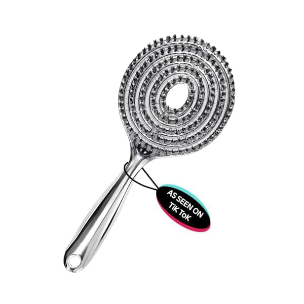 wonima11 Vented Hair Brush Wet Dry Hair Brush for Quick Flat Blow Drying with Natural Boar Bristles Elastic Scalp Massage Brush Double Layer Design for Smooth Hair(Chrome Silver)