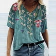 thumbnail image 2 of ZMHEGW Womens T Shirts Trendy Graphic Scenic Round Size Casual Tops Neck Plus Flowers Fashion Printing Blouse Tshirts, 2 of 2