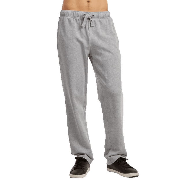 Men‘s Open Bottom Terry Sweatpants Elastic Drawstring Waistband Charcoal Grey S,h.grey(openbottom),2XL