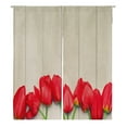 thumbnail image 1 of EREHome Tulipes Pâques Tulipes Rouges sur une des Planches de Lumière Rideau Japonais Noren Porte Porte Portes Rideaux de Traitement Coton Lin Rideau Taille 105x120 cm, 1 of 1