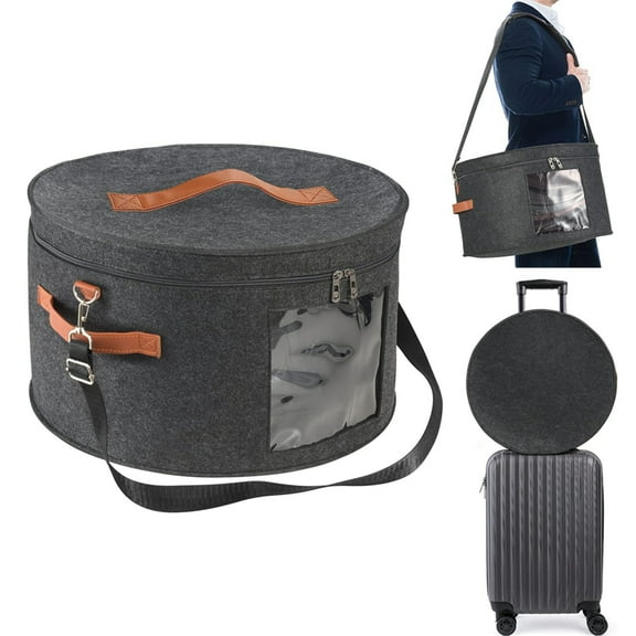 XZKING Universal Travel Hat Box Cowboy Hat Straw Hat Organizer Toy Storage Bin,17'',Dark Grey
