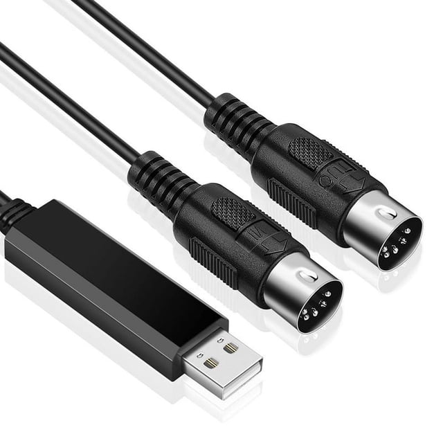 USB MIDI Cable Converter Interface to In-Out Cord Works for PC Laptop Piano Keyboard in Music Studio 6.5Ft