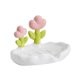 thumbnail image 5 of Jabonera de cerámica, jaboneras para baño, caja con forma de flor, soporte para jabón de ducha, bandeja de jabón de drenaje para decoración de baño Blanco, 5 of 10
