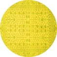 thumbnail image 1 of Ahgly Company Indoor Round Oriental Yellow Traditional Area Rugs, 5' Round, 1 of 4