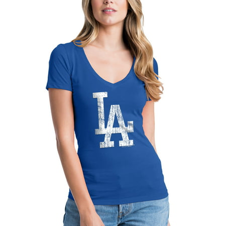 Women's 5th & Ocean by New Era Royal Los Angeles Dodgers V-Neck Team (Best Places To Visit Near Los Angeles)