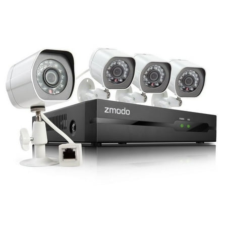 Zmodo 4 CH 4 1st Gen 720p Camera sPoE Security System w/500GB HDD, Remote Access