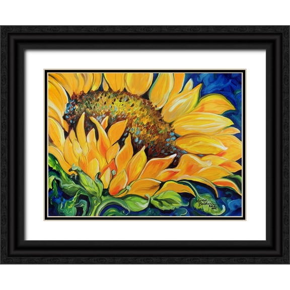 Baldwin, Marcia 14x11 Black Ornate Wood Framed with Double Matting Museum Art Print Titled - Sunflower September