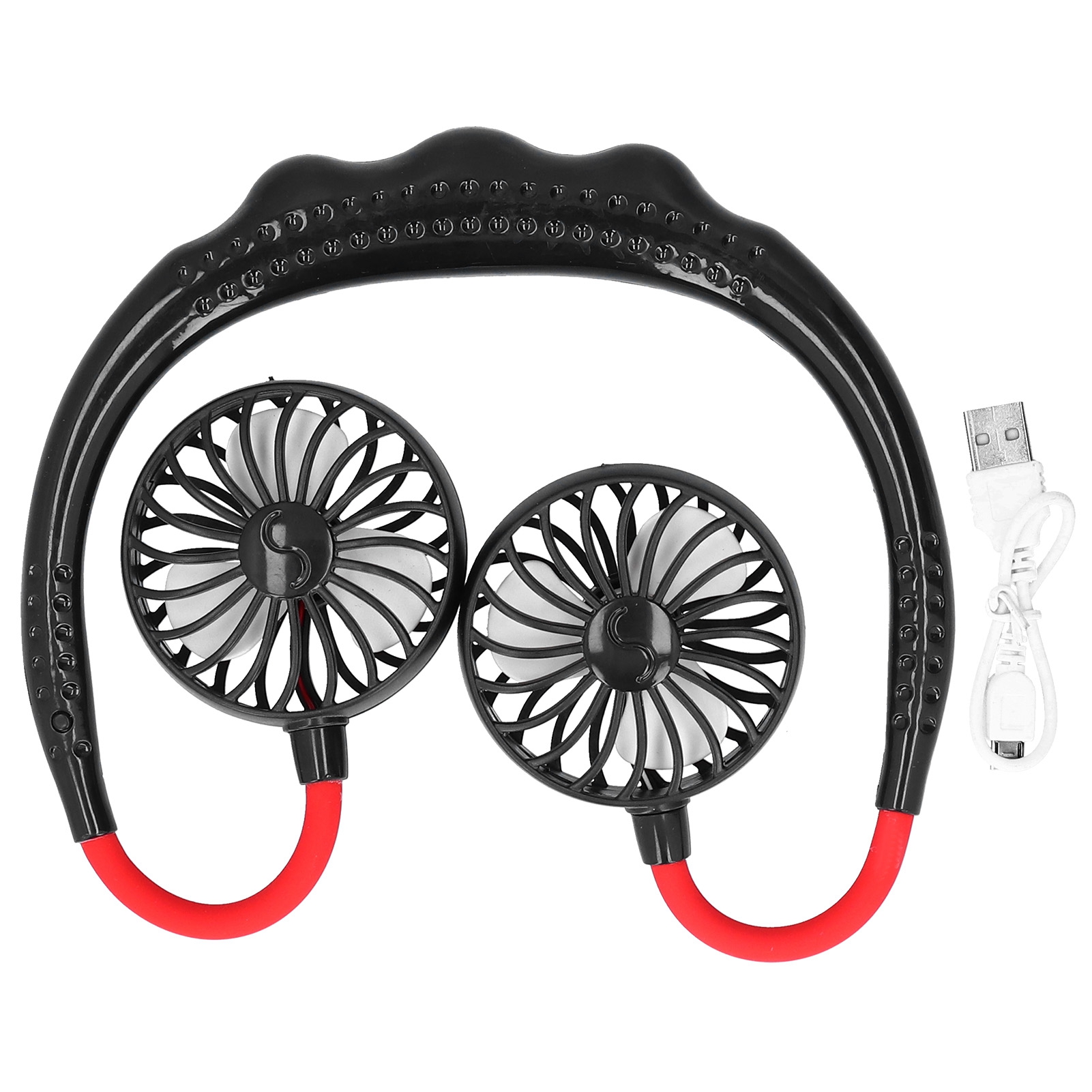 Mini USB-Charged Silent Fan - Portable, Foldable Neck-Hanging Design for Outdoor and Home Office Use - Black