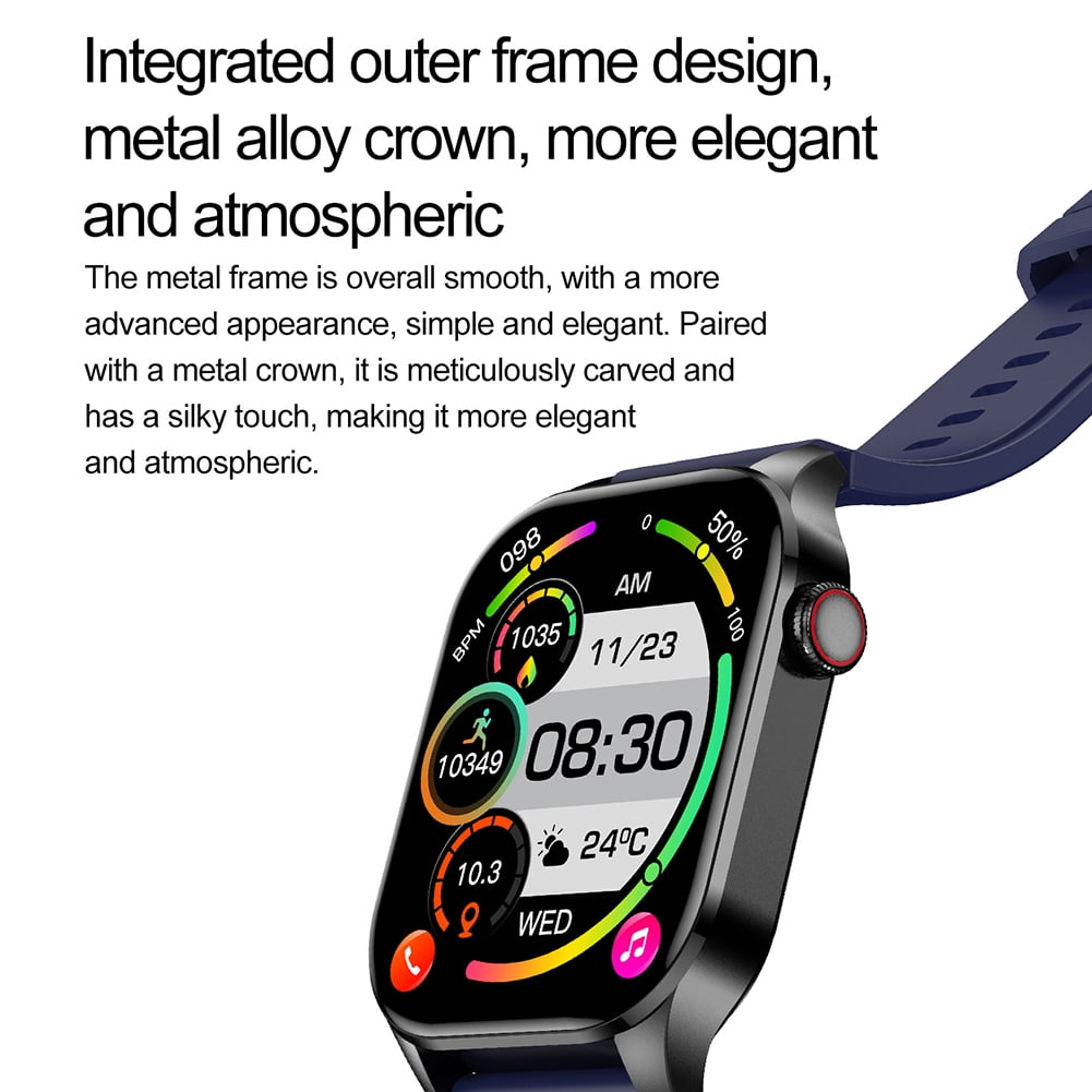 T98 Smart Watch Answer Make Call 2.04 Inch AMOLED Screen Smartwatch Blood Oxygen Blood Pressure Heart Rate Sleeping Monitoring For Smart Phones Laptop Tablet PC Walmart