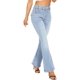 thumbnail image 3 of Pantalones vaqueros acampanados para mujer, vaqueros acampanados de cintura alta rasgados, cintura elástica, dobladillo crudo, pantalones vaqueros ajustados elásticos 254-blue10, 3 of 5