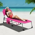 thumbnail image 2 of Gymax Portable Beach Chaise Lounge Chair Folding Reclining Chair w/ Facing Hole Pink, 2 of 9