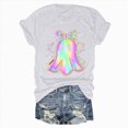 thumbnail image 5 of TOWED22 Halloween Shirt for Women Crew Neck Shirt Cute Bow Ghost Graphic Short Sleeve Casual Fall Clothes Tops(White,3XL), 5 of 5