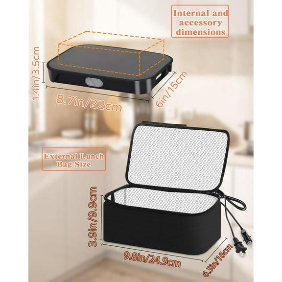 4-in-1 Portable Oven, Heated Lunch Box for Car, Office, Camping - 12/24/110/220V Food Warmer