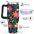 thumbnail image 3 of 40 oz Gothic Flowers Rose Wildflowers Tumbler with Handle Double Wall Vacuum Insulation Water Bottle Gift for Birthday Christmas Halloween, 3 of 7
