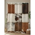 thumbnail image 4 of Fsddascl Brown Shower Curtain Set - 72" x 78" Washable Bathtub Curtain with 12 Hooks, Vintage Art Plaid Farmhouse Checkered Waterproof Fabric Stall Shower Curtains for Bathroom/Bathtub Décor, 4 of 6