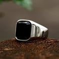 thumbnail image 3 of 925 Sterling Silver Cushion Shape Ring with Black Onyx Gemstone Signet Delicate Style Ideal Gift Jewelry for Men, 3 of 5