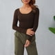 thumbnail image 5 of Blusa ajustada acanalada para mujer, blusa de manga larga para mujer Blusa acanalada de manga larga para mujer Blusa ajustada acanalada de manga larga Probada y confiable, 5 of 8