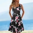 thumbnail image 2 of TIHLMK Summer Dress for Women Women Casual Sleeveless Dress O-neck Flower Print Knee-Length Beach Dress, 2 of 9