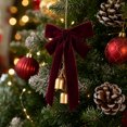 thumbnail image 4 of Hanging Ornament 12 Inch Vintage Bow with Gold Bells for Christmas Tree Door Wall Mantel Holiday Party Decor, 4 of 6
