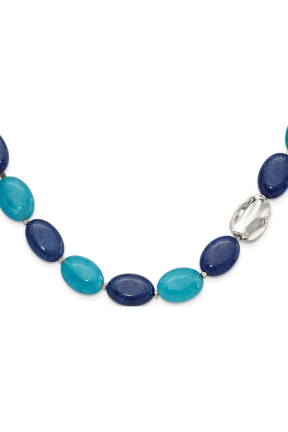 Sterling Silver Hematite, Jade, Lapis, Quartz W/2In Ext Necklace (Width 14) (Length 20.75) - Jbsp