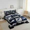 thumbnail image 3 of Erosebridal Shark Comforter Set Twin Size Ocean Sea Animal Bedding Set Sea Underwater World Comforter Blue Gray Plaid Quilt Set, 3 of 7