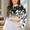 thumbnail image 2 of Cropped Sweatshirts for Women, Pullover Sweatshirt Womens Y2k Clothes Lightweight Crew Neck Long Sleeve Tops Blouses Fitness Workout Running T Shirts Essential Clothing Streetwear, 2 of 5