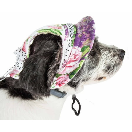 UPC: 0812131030425 | Pet Life ®  Botanic Bark  Floral UV Protectant Adjustable Fashion Canopy Brimmed Dog Hat Cap