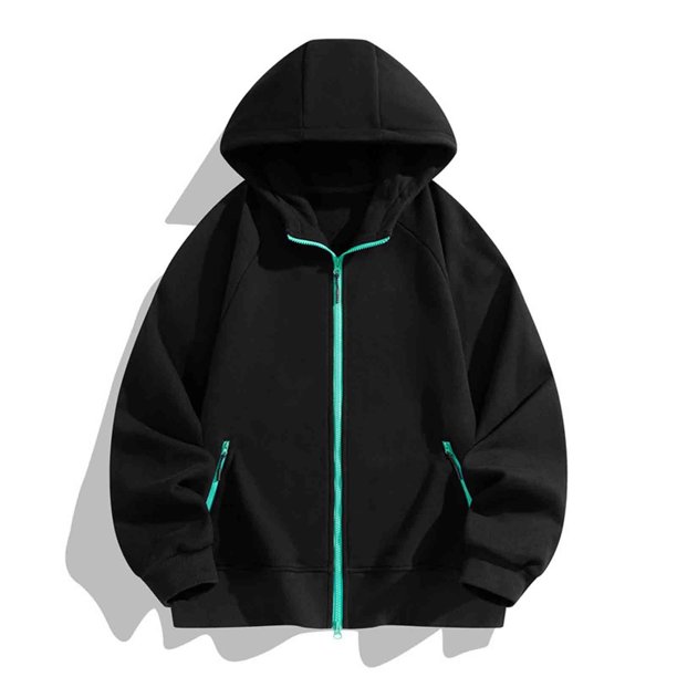 pstuiky camisas de manga larga para hombre, Sudadera con capucha y manga larga para hombre, deportiva, holgada, con cremallera y bolsillo con cordón, de color liso y a la moda camisetas de hombre xl
