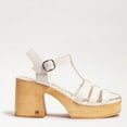 thumbnail image 3 of Sam Edelman Margritte White Multi Straps Buckle Ankle Block Heel Platform Sandal (White, 5), 3 of 3