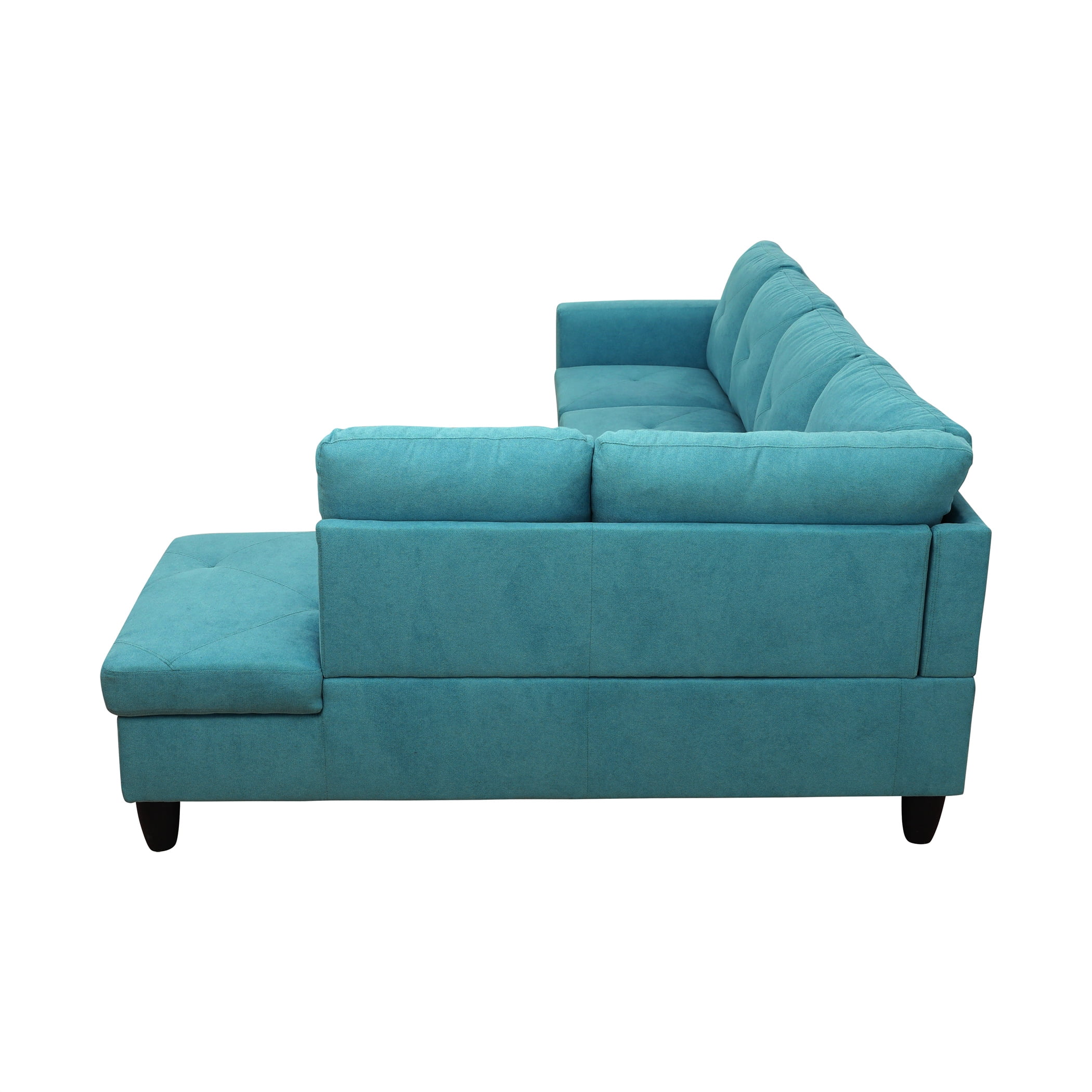 Aukfa 97" Classic Sectional Sofa 4 Seat L shape Couch for Living Room, 2Pillows, Oversized Right Chaise, Linen, Aqua Blue