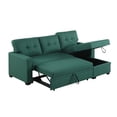 thumbnail image 2 of Pemberly Row Polyester Fabric Reversible Sleeper Sectional Sofa in Green, 2 of 15