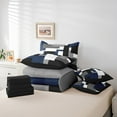 thumbnail image 6 of Manfei Modern Minimalist Bedding Comforter Set 7-Piece, Black Gray White Navy Blue King Bedding Sets, Geometric Buffalo Bed Sheets, Breathable Bedroom Decor, 6 of 8