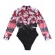 thumbnail image 2 of Trajes de baño de una pieza para mujer, de manga larga con almohadilla para el pecho, sin aros, estampado en V, bañador tipo bóxer para mujer, trajes de baño para mujer, moda de playa para mujer, 2 of 6